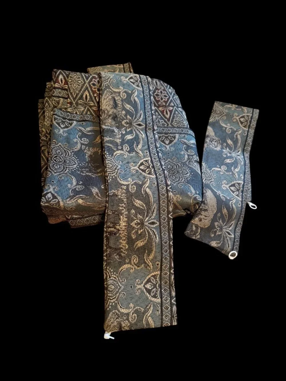 4pc Elephant Safari Floral Tapestry Woven Curtain Panels lined 42x84 pole top